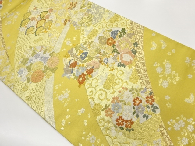 JAPANESE FUKURO OBI / WOVEN FLOWER ROUNDEL